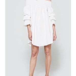 Need Supply Farrow White Off the Shoulder Midi Dress